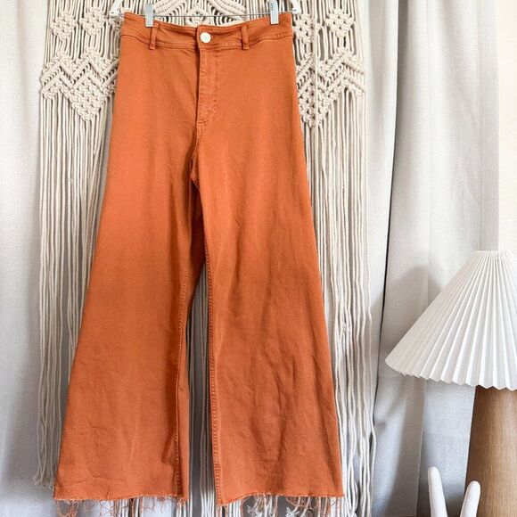 Zara Wide Leg High Rise Jeans Burnt Orange Size 8 EUC - Picture 1 of 8